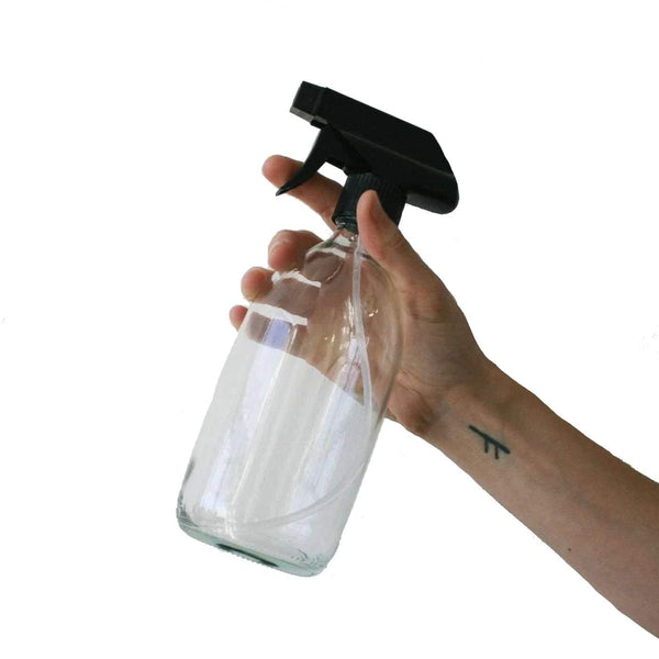 Clear Glass Bottle with Spray Lid