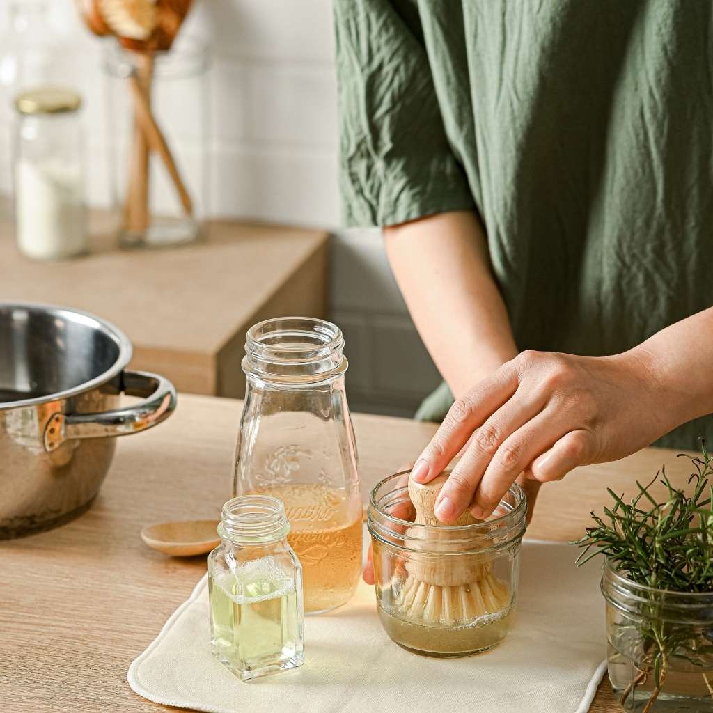 Bamboo Dish Brushes set of 2 washing up scrubbing brushes