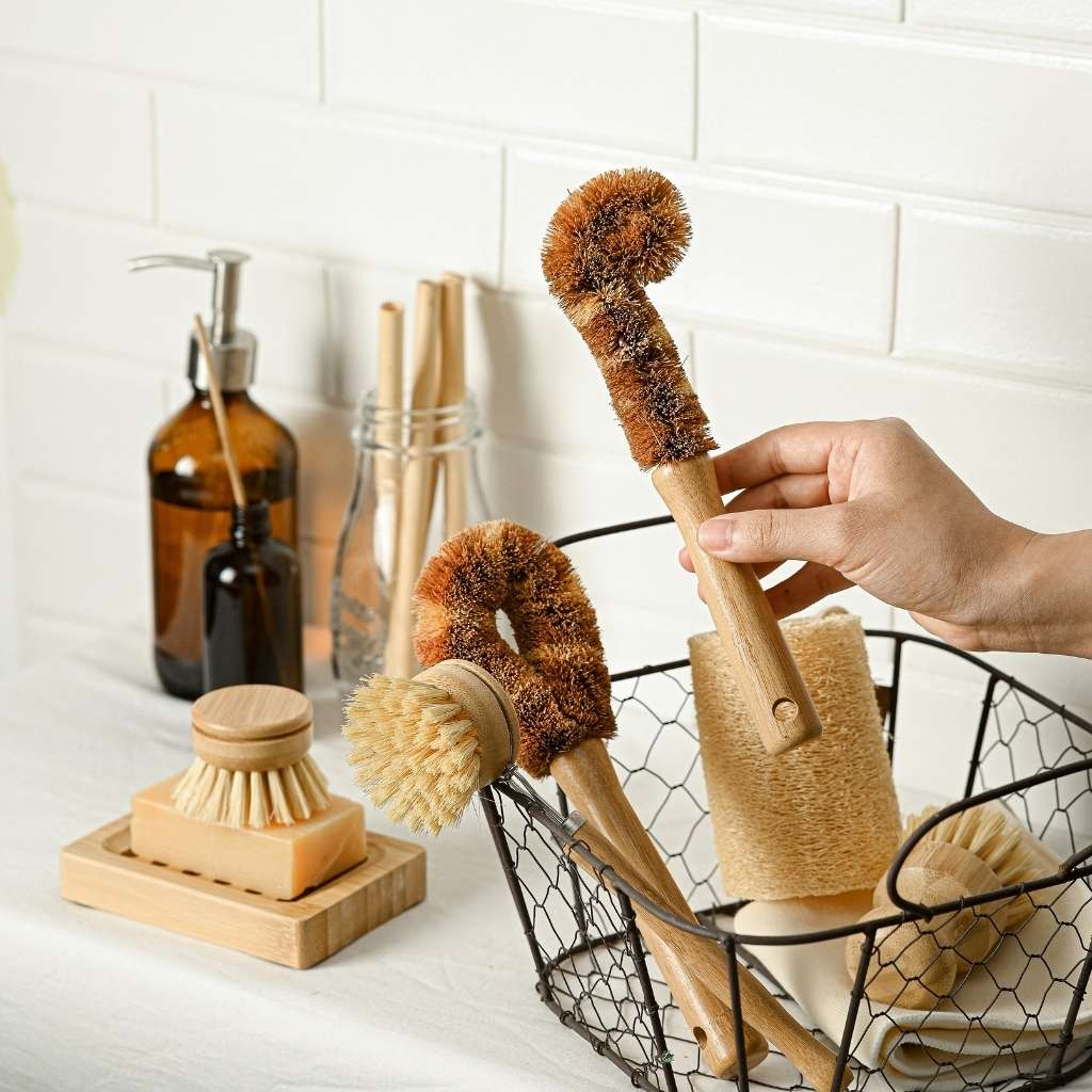 Bamboo Dish Brush Set Eco Friendly Washing Up Brushes