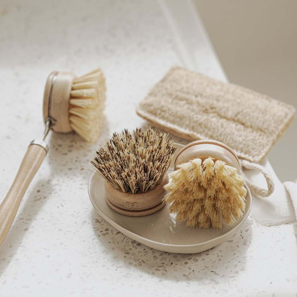 Bamboo Dish Brush Set Washing Up Cleaning Brushes 4pcs